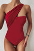 Solid One Shoulder One Piece Swimwears