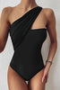 Solid One Shoulder One Piece Swimwears
