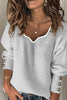 Button V Neck Pullover Sweater