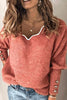 Button V Neck Pullover Sweater