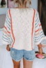 Stripe Seven Flares Sleeve Loose Sweater