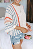 Stripe Seven Flares Sleeve Loose Sweater