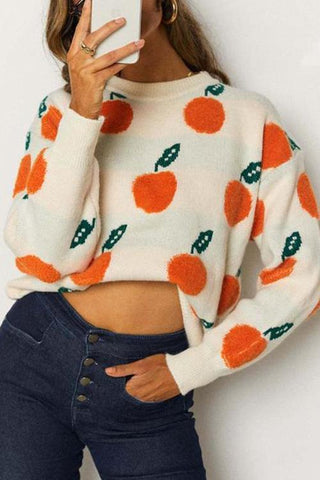 Orange O Neck Jumper Sweater