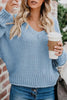 V Neck Bat Sleeve Sweater