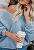 V Neck Bat Sleeve Sweater