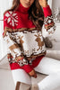 Christmas Color Block Turtleneck Sweater