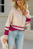 Oversized Stripe Half Zip Sweater