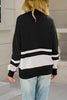 Oversized Stripe Half Zip Sweater