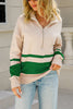Oversized Stripe Half Zip Sweater
