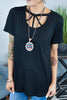Hollow Neck Short Sleeve T Shirt