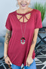 Hollow Neck Short Sleeve T Shirt