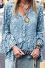 Lace Button Flares Sleeve T Shirt