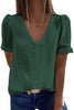 Lace V Neck Short Sleeve Blouse