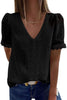 Lace V Neck Short Sleeve Blouse