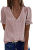 Lace V Neck Short Sleeve Blouse