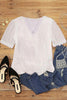 Lace V Neck Short Sleeve Blouse