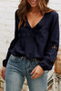 Hollow V Neck Puff Sleeve Blouse