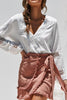 Hollow V Neck Puff Sleeve Blouse