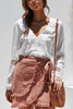 Hollow V Neck Puff Sleeve Blouse