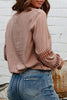 Hollow V Neck Puff Sleeve Blouse