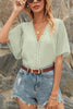 Lace V Neck Flares Short Sleeve Blouse