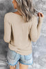 V Neck Drawstring Long Sleeve T Shirt