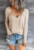 V Neck Drawstring Long Sleeve T Shirt