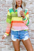 Rainbow Stripe O Neck Long Sleeve T Shirt