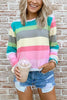 Rainbow Stripe O Neck Long Sleeve T Shirt