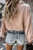 Solid Button Puff Long Sleeve Shirt