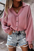 Solid Button Puff Long Sleeve Shirt