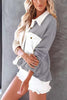 Colorblock Fleece Pockets Button Shirt