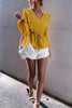 Ruffles V Neck Peplum Blouse