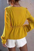 Ruffles V Neck Peplum Blouse