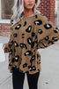 Dew Shoulder Leopard Loose Blouse