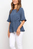 Flares Half Sleeve Drawstring Blouse