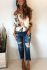 Off Shoulder Floral Drawstring Blouse