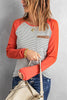 O Neck Long Sleeve Striped Raglan Top