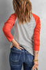 O Neck Long Sleeve Striped Raglan Top