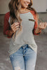 O Neck Long Sleeve Striped Raglan Top