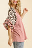 Leopard Layered Sleeves Blouse