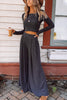 Solid Crop Wide Leg Pants Set