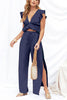 Ruffles Crop Slit Pants Set