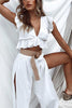 Ruffles Crop Slit Pants Set