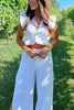 Ruffles Crop Slit Pants Set