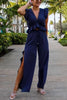 Ruffles Crop Slit Pants Set