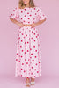 Polka Dot Puff Sleeve Maxi Skirts Set