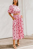 Polka Dot Puff Sleeve Maxi Skirts Set