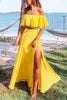 Off Shoulder Crop Slit Maxi Skirts Set