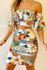 Print Off Shoulder Bodycon Skirt Set
